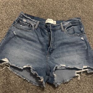 Abercrombie & Fitch Ripped Blue Jean Shorts